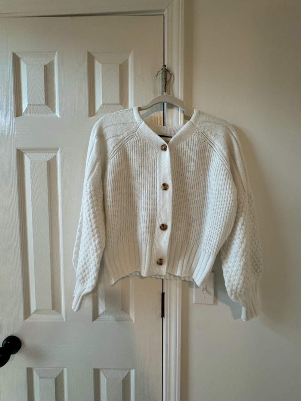 Classic Ivory Button-Front Women’s Sweater Cardigan